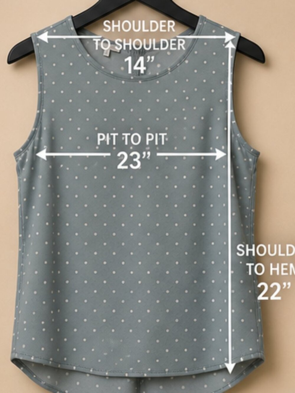Maurices Blue Gray Polka Dot Sleeveless Blouse Size Large High Low Tank Top - Picture 4 of 5